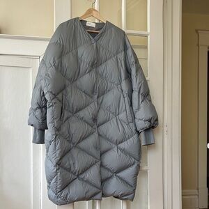 Gray Oversized Quilted Coat
